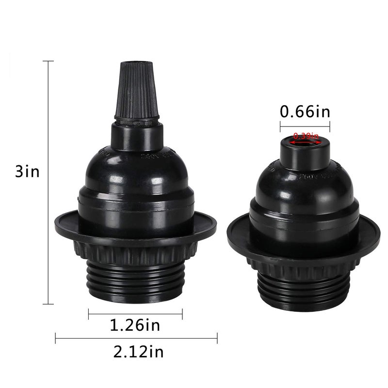 Aplstar Black E26/ E27 Light Sockets, Retro Edison Lamp Holder with E26 Medium Screw, 200â„ƒ Heat Resistant Standard Screw-in Lamp Socket for Vintage Edison Bulbs Pendant Lamp (8PACK) - Image 2